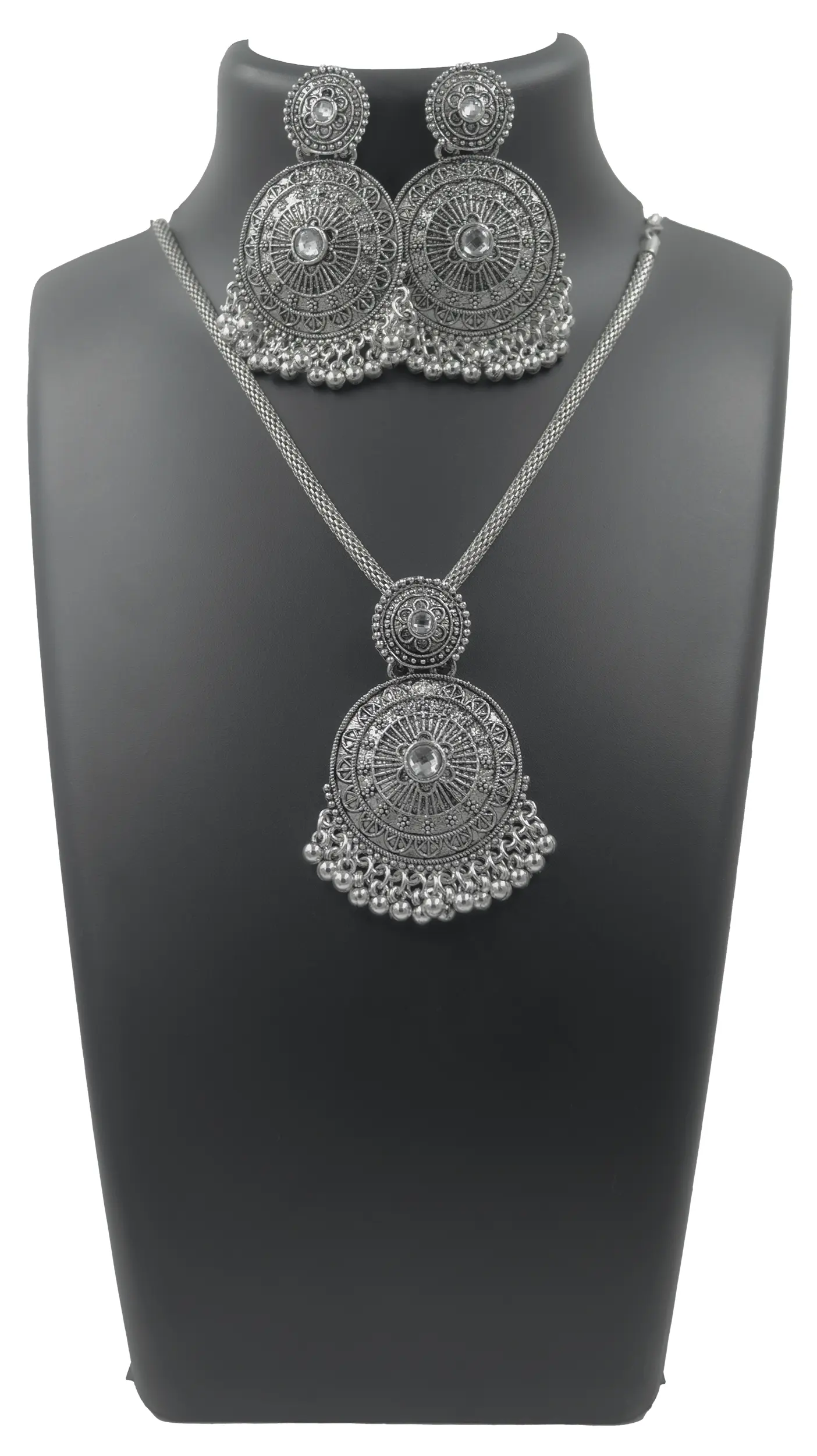 Buy German silver Lakshmi Pattern necklace Online! – Khushi Handicrafts